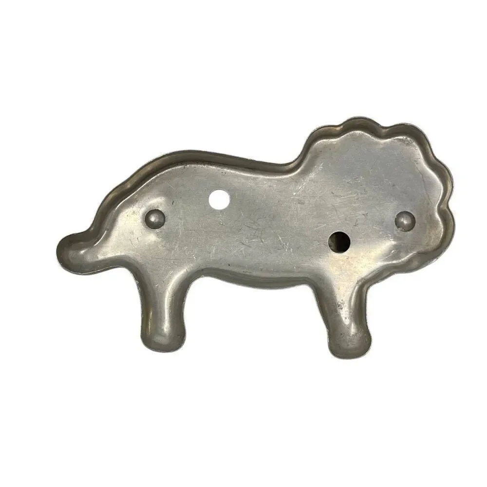 Lot of 3 Vintage Aluminum Cookie Cutters w/Handles Horse Lion Christmas Tree